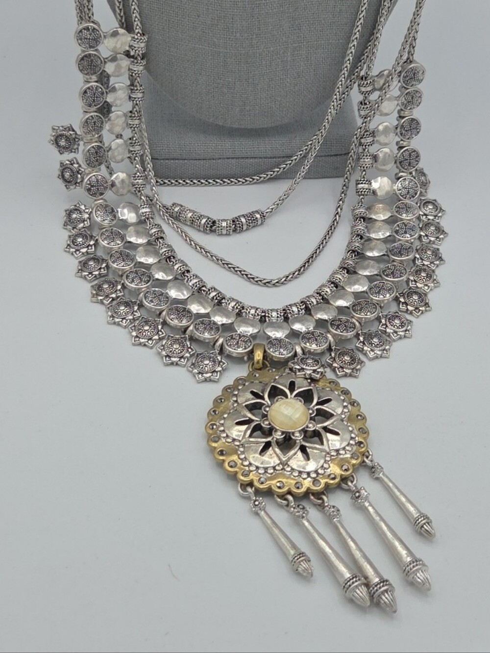 5 for $25! Lucky Brand Silver Tone Gold Tone Layered Statement Necklace